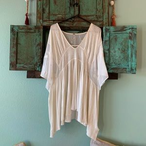 Free People Butterfly Sleeve Embroidered top